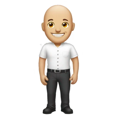 smiling bald man in kitchen sticker