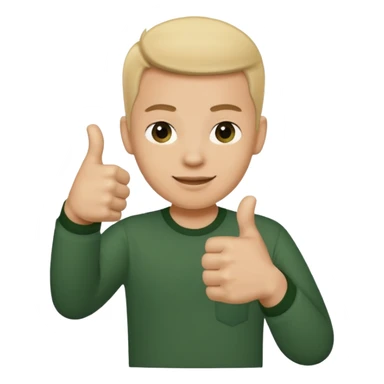 a hand in a dark green shirt shows a like  sticker