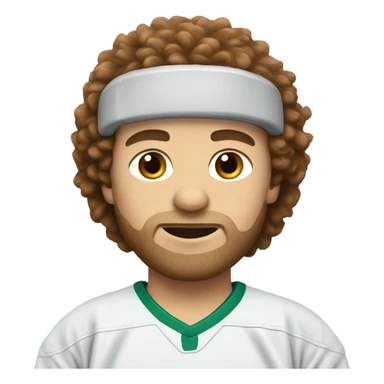 White male with brown fluffy hair with hockey jersey on sticker