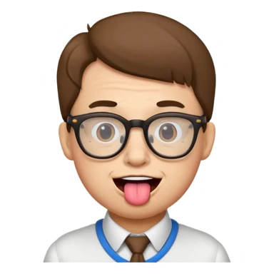 nerd face emoji with glasses and tongue sticking out sticker