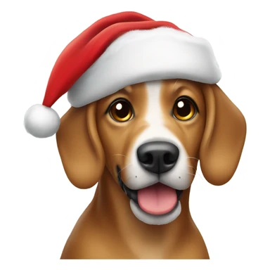 Dog wearing Santa hat  sticker