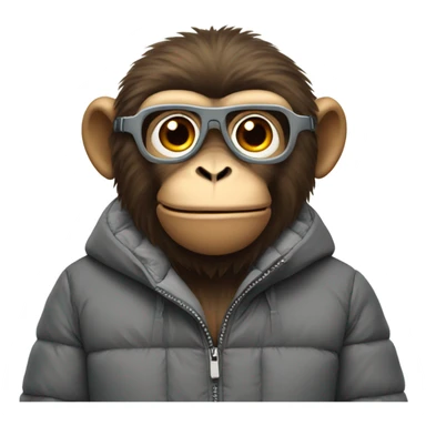 Monkey wearing a puffer jacket  sticker
