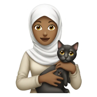 white pretty woman with hijab holding a cat sticker