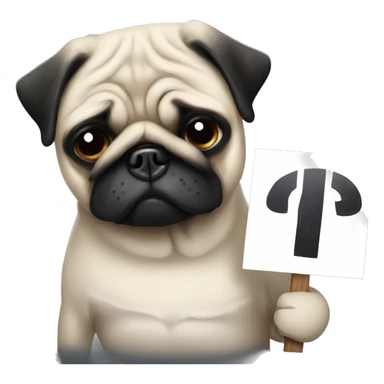 Sad pug holding a Harris Walz sign sadly sticker
