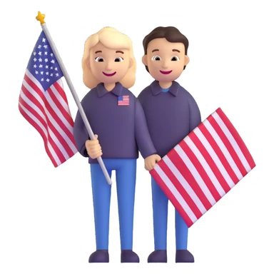 smiling person with American flag sticker