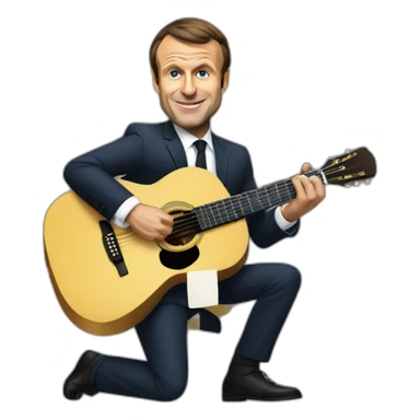 emmanuel macron jouant de la guitare sticker