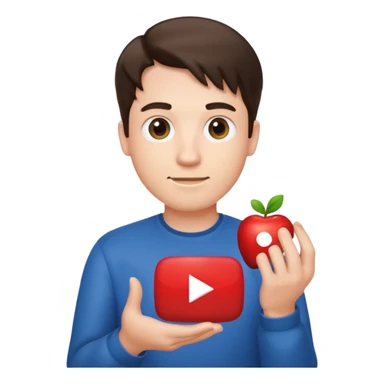 a man holding the YouTube logo, apple style emoji sticker