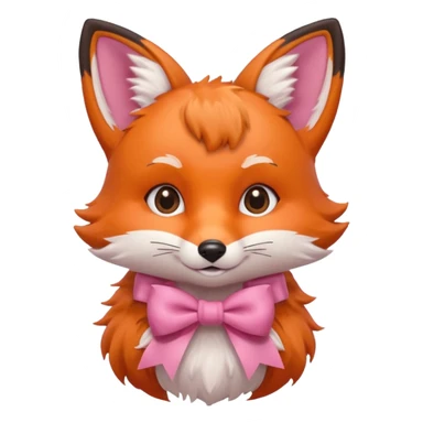adorable fox, bust up, wearing a pink bow sticker