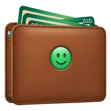 portefeuille marron avec quelques billets et carte bancaire sticker