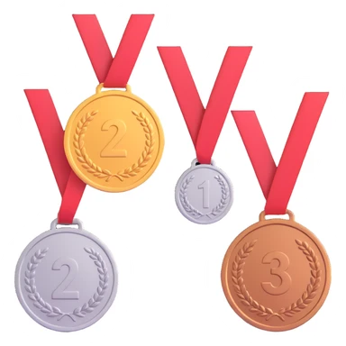 3 winners in 1st, 2nd & 3rd place emoji show the order numbered with 2, 1, 3 sticker