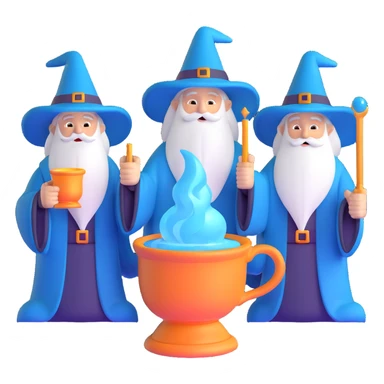 three wizards around a glowing cup sticker