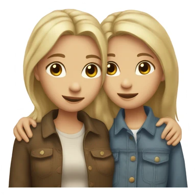 A lesbian couple hugging intimately one girl is white with brown eyes and dirty blonde hair the other is more masculine presenting but still feminine  sticker