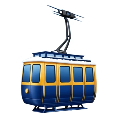 create a cablecar emoji in winter. make it navy dark blue. no yellow. and add the words in white: Lenk  sticker