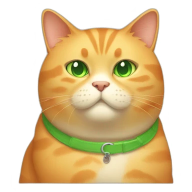 light orange fat cat with green eyes and a little boogers sticker