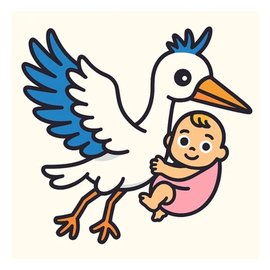 create more emoji style variations of this stork carrying a baby image sticker
