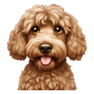 Brown fluffy cockapoo with a bow on ears  sticker