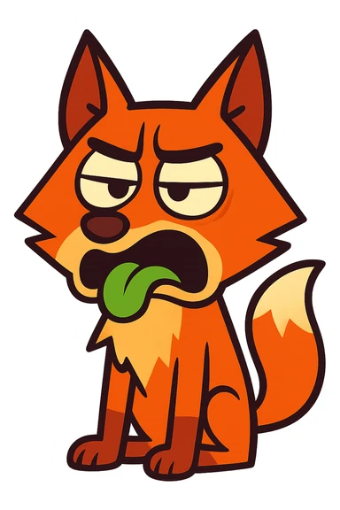 fox with disgusted expression, cartoon style, vibrant colors sticker