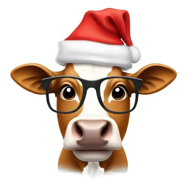 Cow with Santa hat & glasses sticker