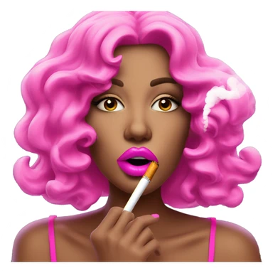 Neon pink lips are blowing smoke, and a cigarette is in her mouth sticker