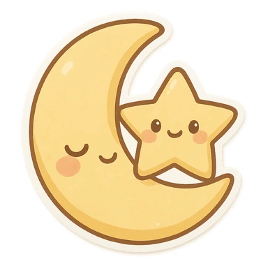 Moon and star sticker