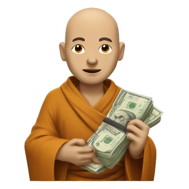 monk with money and financial debt sticker
