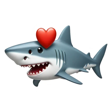 Shark with red heart sticker