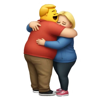 Fat boy hug slim girl sticker