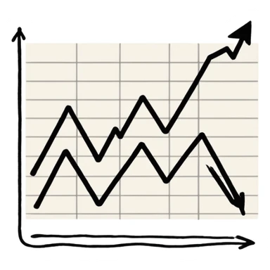 A line graph in the style of a Japanese sketch sticker