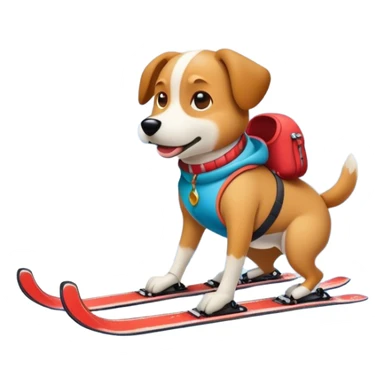 dog skiing on mountain sticker