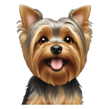 Yorkie dog with a ball in his teeth sticker