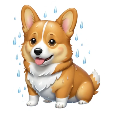 Corgi caught in the rain sticker
