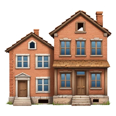 a house and a derelict house side by side sticker