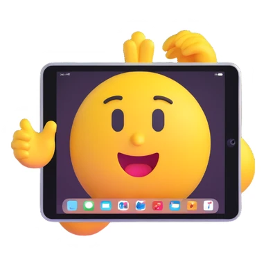 an iPad, 3D emoji style sticker