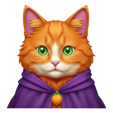 pussy orange cat green eyes, in purple cloak sticker