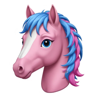  horse with curly and blue pink hair front view  sticker