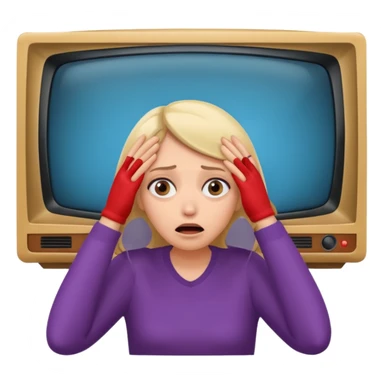 Scared woman peeking hands covering eyes peeking at tv sticker