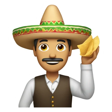 Man wearing Mexican hat and Mexican food sticker
