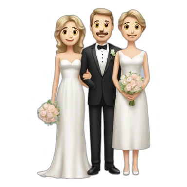 mother bride groom father all standing in a line sticker