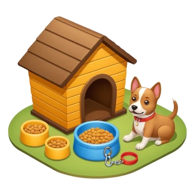 Goals:
1) Isometric style
2) Emoji style
3) Physically realistic
4) Avoid anything that could be considered offensive, even 2%

---
Now generate an image to represent a list to buy items for a new dog. sticker