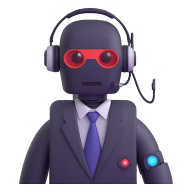 Robot customer service representative with headset in chat interface sticker