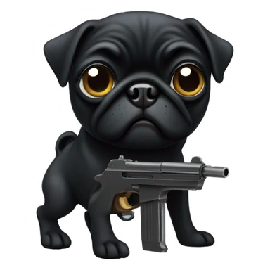 Black pug with gun sticker