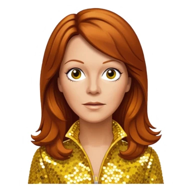 Anni-Frid Lyngstad from ABBA with long reddish brown hair, yellow sequin outfit  sticker