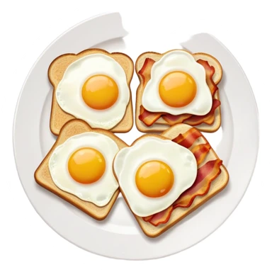 Realistic breakfast on white plate sticker