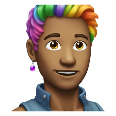 rainbow hair man with with an earring in his ear sticker