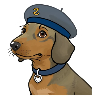 Daschund with a beret sticker