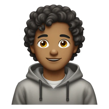 Mysterious Light Brown-skinned boy with beautiful black wavy hair and a Little moustache and with earrings wearing a grey sweat-shirt sticker
