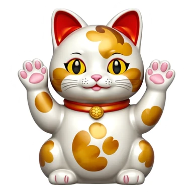 maneki neko, calico pattern, both paws raised sticker