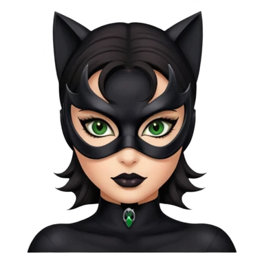 Catwoman green eyes with mask, big lashes, sultry eyes and eyeliner sticker