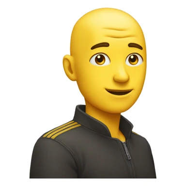 a yellow circle face without a hair that his pupils slightly turns left while slightly smiling sticker