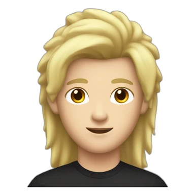 man with black shirt, and black mullet hair with black earring in left ear sticker